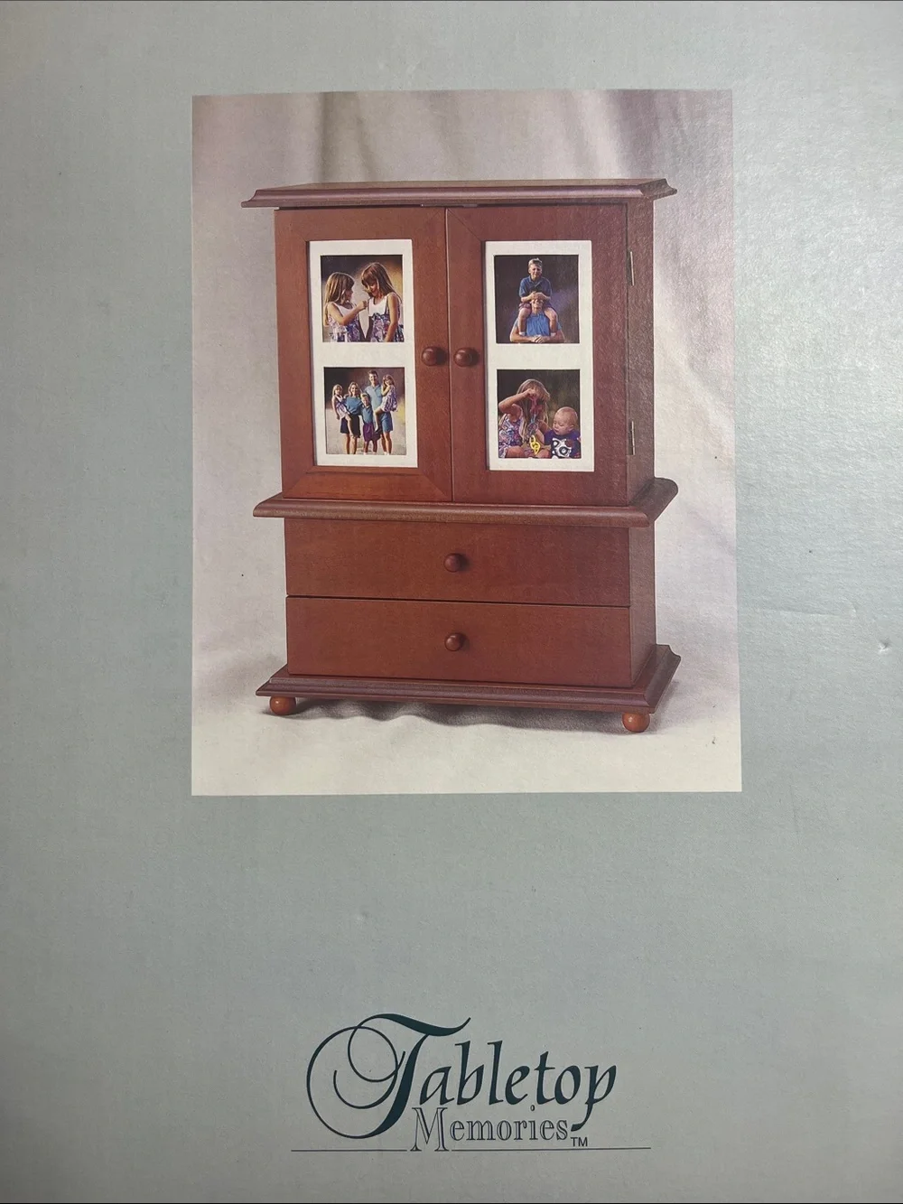NRFB Vintage Tabletop Memories Photo Frame Armoire Jewelry Cabinet Large 16”